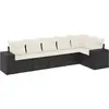 vidaXL Salon de jardin 6 pcs avec coussins noir résine tressée