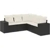 vidaXL Salon de jardin 5 pcs avec coussins noir résine tressée