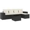 vidaXL Salon de jardin 6 pcs avec coussins noir résine tressée