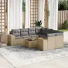 vidaXL Salon de jardin avec coussins 9 pcs beige résine tressée