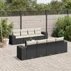 vidaXL Salon de jardin 9 pcs avec coussins noir résine tressée