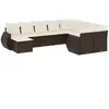 vidaXL Salon de jardin 10 pcs avec coussins marron résine tressée