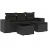 vidaXL Salon de jardin 5 pcs avec coussins noir résine tressée