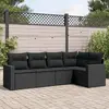 vidaXL Salon de jardin 5 pcs avec coussins noir résine tressée