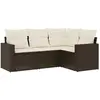 vidaXL Salon de jardin 4 pcs avec coussins marron résine tressée