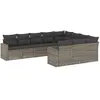 vidaXL Salon de jardin avec coussins 10 pcs gris résine tressée