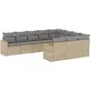 vidaXL Salon de jardin avec coussins 10 pcs beige résine tressée
