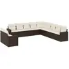 vidaXL Salon de jardin et coussins 11 pcs marron résine tressée