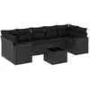 vidaXL Salon de jardin 8 pcs avec coussins noir résine tressée