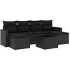 vidaXL Salon de jardin 7 pcs avec coussins noir résine tressée