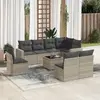 vidaXL Salon de jardin 9 pcs avec coussins gris clair résine tressée