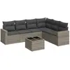 vidaXL Salon de jardin avec coussins 7 pcs gris résine tressée
