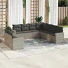 vidaXL Salon de jardin 9 pcs avec coussins gris clair résine tressée