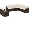 vidaXL Salon de jardin avec coussins 9 pcs marron résine tressée