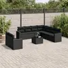 vidaXL Salon de jardin 10 pcs avec coussins noir résine tressée