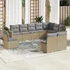 vidaXL Salon de jardin avec coussins 10 pcs beige résine tressée
