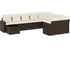 vidaXL Salon de jardin 10 pcs avec coussins marron résine tressée