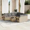 vidaXL Salon de jardin avec coussins 9 pcs beige résine tressée