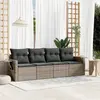 vidaXL Salon de jardin 4 pcs avec coussins gris résine tressée