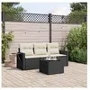 vidaXL Salon de jardin 4 pcs avec coussins noir résine tressée