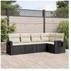vidaXL Salon de jardin 5 pcs avec coussins noir résine tressée