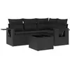 vidaXL Salon de jardin 5 pcs avec coussins noir résine tressée