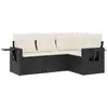 vidaXL Salon de jardin 4 pcs avec coussins noir résine tressée
