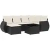 vidaXL Salon de jardin 7 pcs avec coussins noir résine tressée
