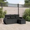 vidaXL Salon de jardin 4 pcs avec coussins noir résine tressée