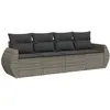 vidaXL Salon de jardin 4 pcs avec coussins gris résine tressée