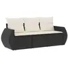 vidaXL Salon de jardin 3 pcs avec coussins noir résine tressée