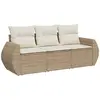 vidaXL Salon de jardin avec coussins 3 pcs beige résine tressée