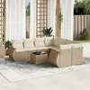 vidaXL Salon de jardin avec coussins 9 pcs beige résine tressée