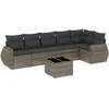 vidaXL Salon de jardin avec coussins 7 pcs gris résine tressée