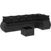 vidaXL Salon de jardin 7 pcs avec coussins noir résine tressée