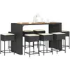 vidaXL Ensemble de bar de jardin 9 pcs avec coussins noir poly rotin