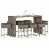 vidaXL Ensemble de bar de jardin 9 pcs avec coussins gris poly rotin