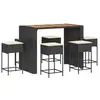 vidaXL Ensemble de bar de jardin 7 pcs avec coussins noir poly rotin