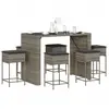 vidaXL Ensemble de bar de jardin 7 pcs avec coussins gris poly rotin