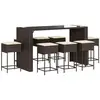 vidaXL Ensemble de bar de jardin 9 pcs avec coussins marron poly rotin
