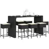 vidaXL Ensemble de bar de jardin 9 pcs avec coussins noir poly rotin