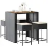 vidaXL Ensemble de bar de jardin 5 pcs avec coussins noir poly rotin