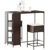vidaXL Ensemble de bar de jardin 3 pcs et coussins brun résine tressée