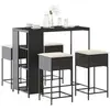 vidaXL Ensemble de bar de jardin 5 pcs avec coussins noir poly rotin