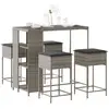 vidaXL Ensemble de bar de jardin 5 pcs avec coussins gris poly rotin