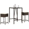 vidaXL Ensemble de bar de jardin 3 pcs et coussins brun résine tressée
