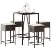 vidaXL Ensemble de bar de jardin avec coussins 5 pcs marron poly rotin
