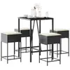 vidaXL Ensemble de bar de jardin 5 pcs avec coussins noir poly rotin