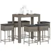 vidaXL Ensemble de bar de jardin 7 pcs avec coussins gris poly rotin