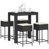 vidaXL Ensemble de bar de jardin 5 pcs avec coussins noir poly rotin